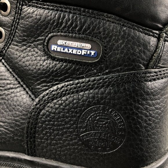 Skechers Men\'s Size 8 Workshire Black Leather Steel Toe Safety Work Boot 77009 main image 5